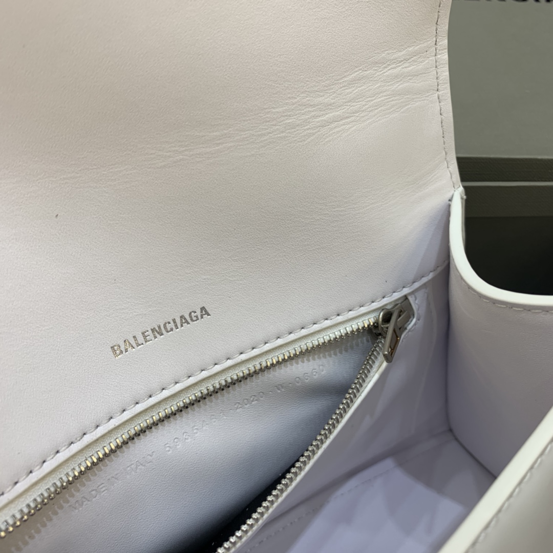 Balenciaga Hourglass Small Handbag Box Calfskin Shoulder Bag White